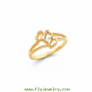 14k A Diamond heart ring