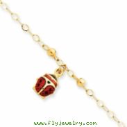 14K Adjustable Enameled Ladybug Anklet