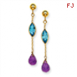 14K Amethyst and Blue Topaz Post Earrings