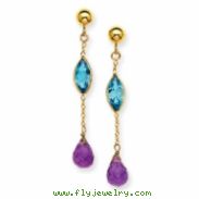 14K Amethyst and Blue Topaz Post Earrings