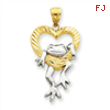 14k and Rhodium D/C Frog in Heart Pendant