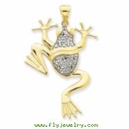 14K and Rhodium Diamond-cut Frog Pendant