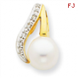 14K and Rhodium Diamond Pearl Pendant