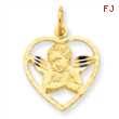 14k Angel in Heart Charm