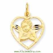 14k Angel in Heart Charm