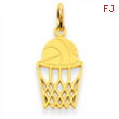 14k Basketball in Net Charm