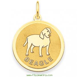 14k Beagle Disc Charm