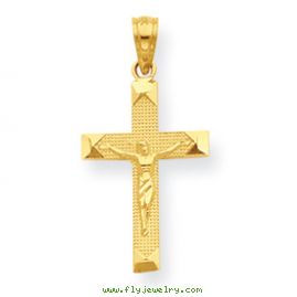 14K Beveled Tipped Crucifix Pendant