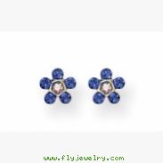 14K Blue & Aurora Borealis Crystal Flower Earrings