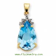 14k Blue Topaz & Diamond Pendant