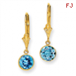 14K Blue Topaz Leverback Earrings