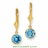 14K Blue Topaz Leverback Earrings