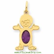 14K Boy 6x4 Oval  Genuine Amethyst-Feb