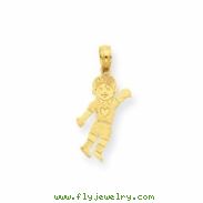 14K Boy Waving with Heart on Pocket Pendant