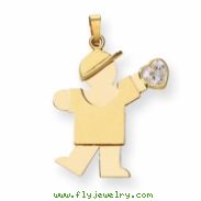 14k Boy with CZ April Birthstone Charm