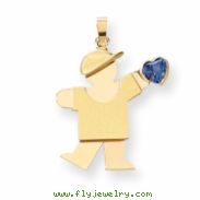 14k Boy with CZ December Birthstone Charm