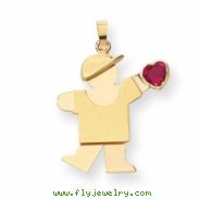 14k Boy with CZ July Birthstone Charm