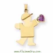 14k Boy with CZ June Birthstone Charm