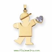 14k Boy with CZ March Birthstone Charm