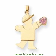 14k Boy with CZ October Birthstone Charm