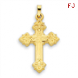 14k Budded Hollow Cross Pendant