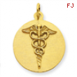 14k Caduceus Disc Charm