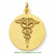 14k Caduceus Disc Charm