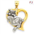 14k Cat In Heart Charm