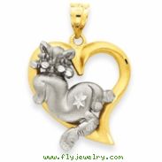 14k Cat In Heart Charm