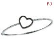 14K Champagne Diamond Heart Bangle Bracelet