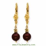 14K Chocolate Cultured Pearl Leverback Earrings