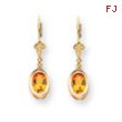 14k Citrine Diamond oval leverback earring