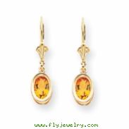 14k Citrine Diamond oval leverback earring