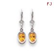 14k Citrine Diamond oval leverback earring