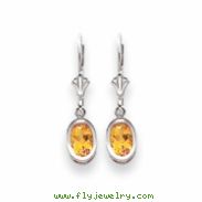 14k Citrine Diamond oval leverback earring