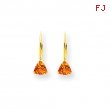 14k Citrine Diamond trillion leverback earrin