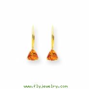 14k Citrine Diamond trillion leverback earrin