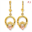 14k Claddagh Leverback Earrings