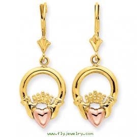 14k Claddagh Leverback Earrings