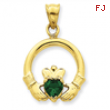 14k Claddagh with Synthetic Green Stone Pendant