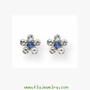 14K Clear & Blue Crystal Flower Earrings