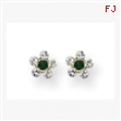 14K Clear & Green Crystal Flower Earrings