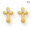 14k Cross CZ Post Earrings