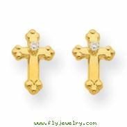 14k Cross CZ Post Earrings