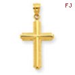 14K Cross with Striped Border Pendant