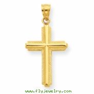 14K Cross with Striped Border Pendant