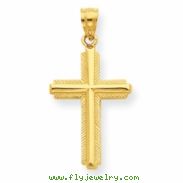 14K Cross with Striped Border Pendant