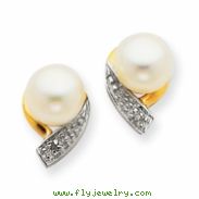 14K Cultured Pearl & Diamond Earrings