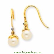 14k Cultured Pearl & Diamond Earrings