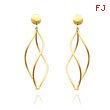 14K Curved Tube Dangle 3-D Post Earrings